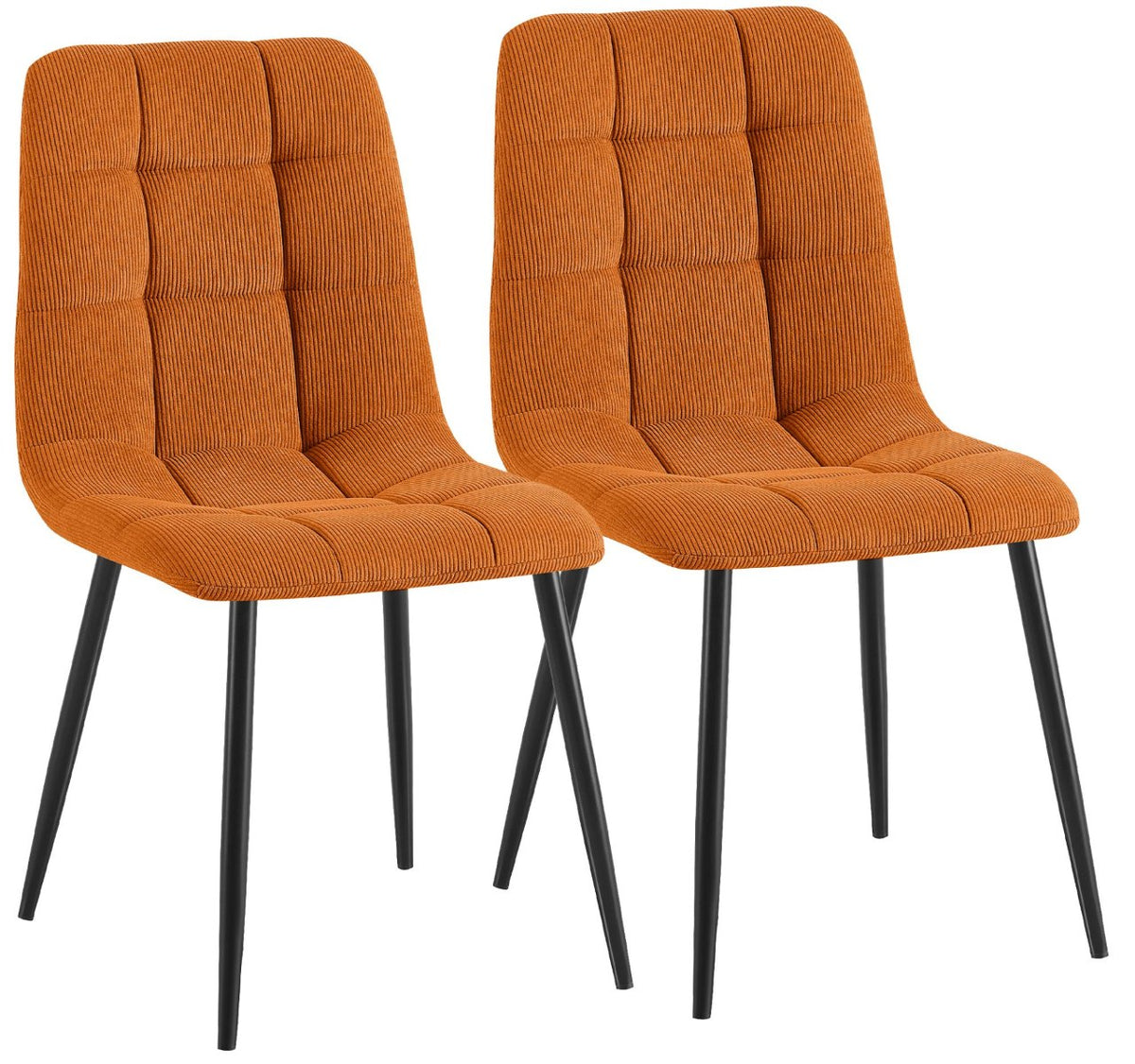 Set van 2 eetkamerstoelen Antibes ribstof oranje orange