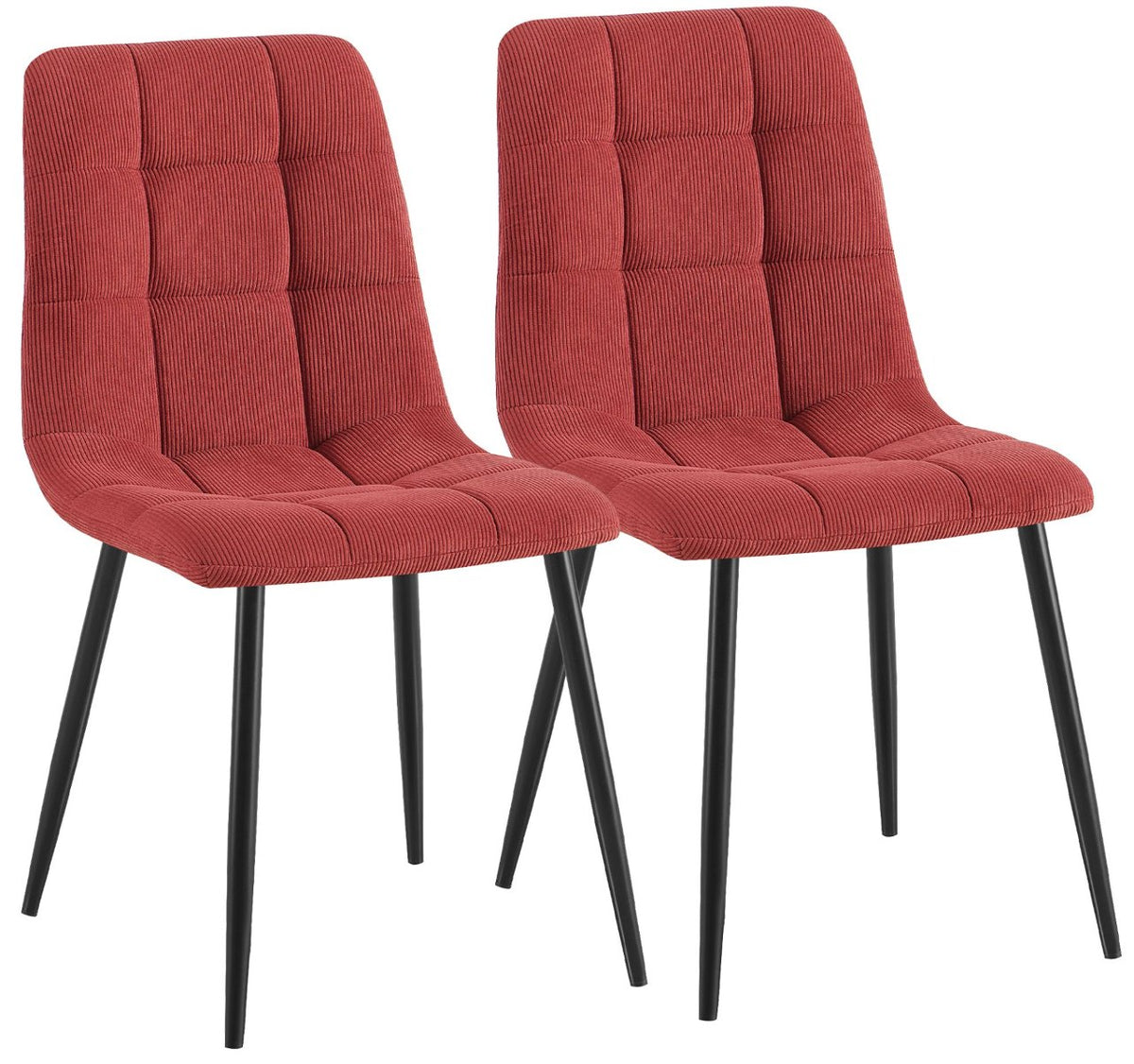 Set van 2 eetkamerstoelen Antibes ribstof bordeauxrood bordeauxrot