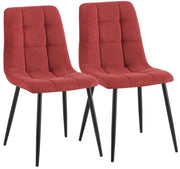 Set van 2 eetkamerstoelen Antibes ribstof bordeauxrood bordeauxrot