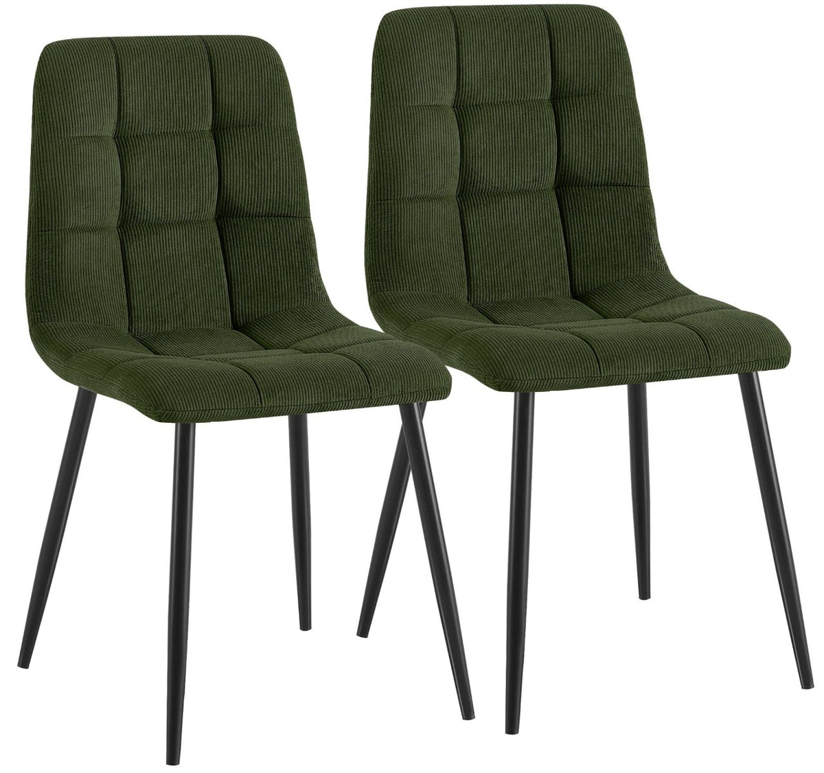 Set van 2 eetkamerstoelen Antibes ribstof groen grün