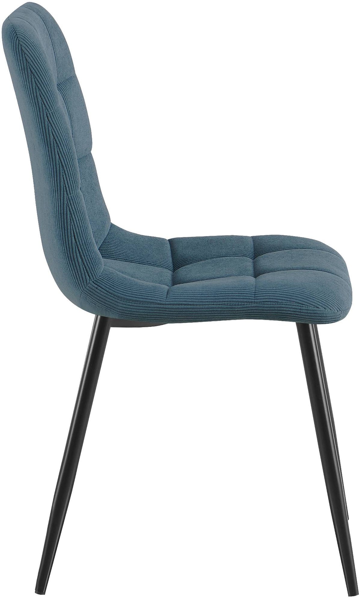 Set van 2 eetkamerstoelen Antibes ribstof blauw blau