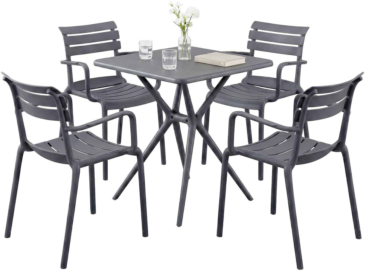 Tuinmeubelset Avena met 4 stoelen donkergrijs dunkelgrau