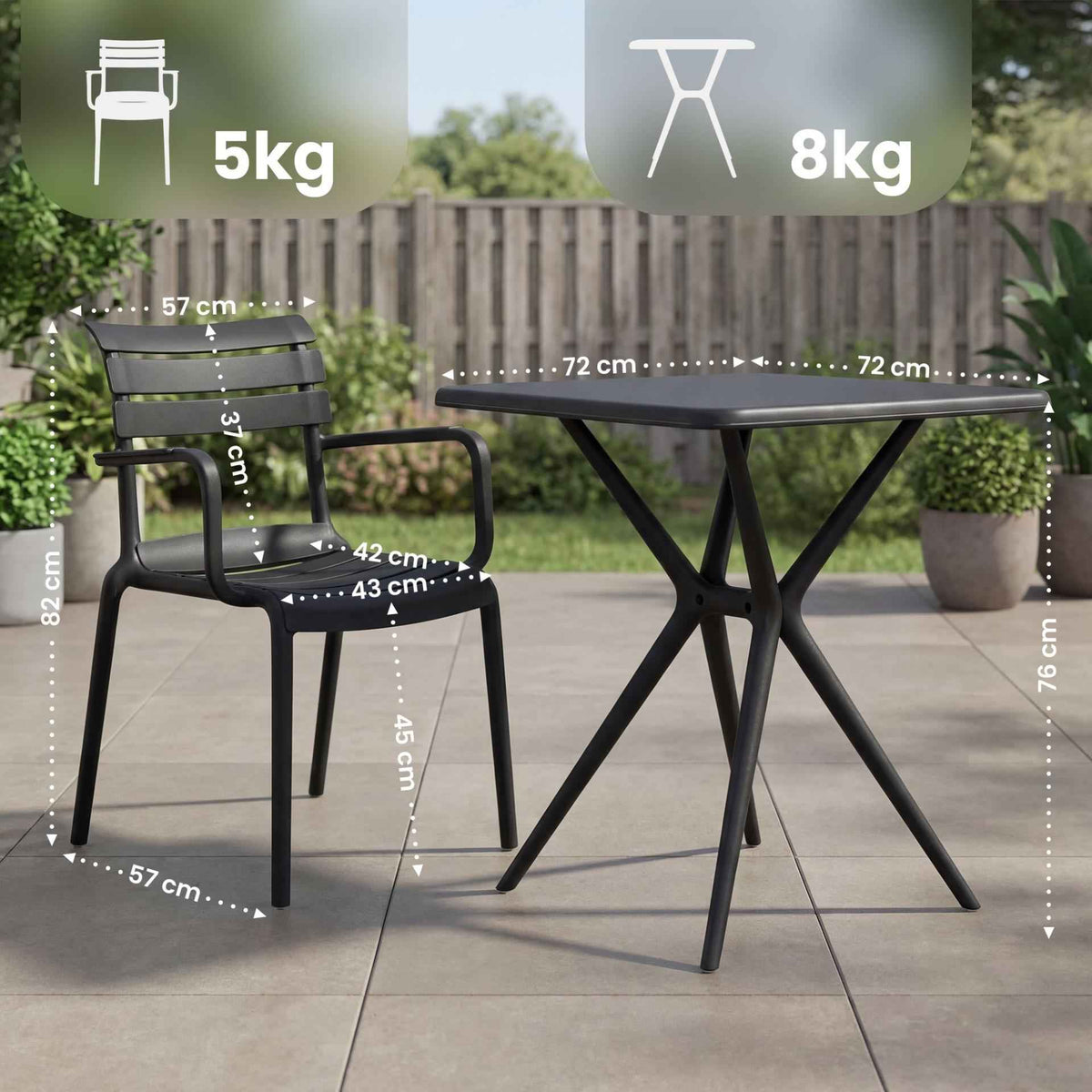 Tuinmeubelset Avena met 2 stoelen zwart schwarz