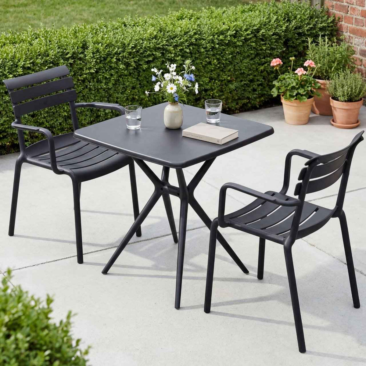 Tuinmeubelset Avena met 2 stoelen zwart schwarz