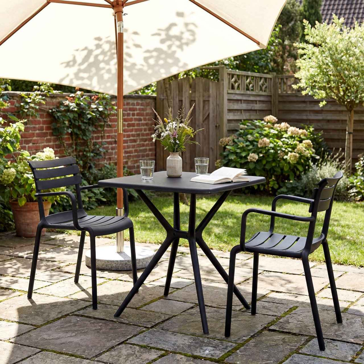 Tuinmeubelset Avena met 2 stoelen zwart schwarz
