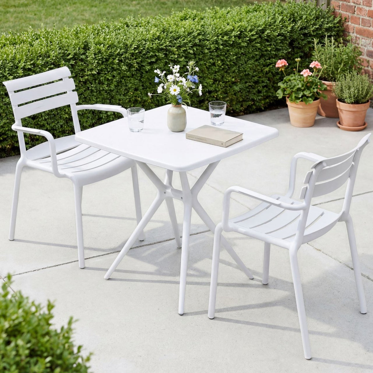 Tuinmeubelset Avena met 2 stoelen wit weiß