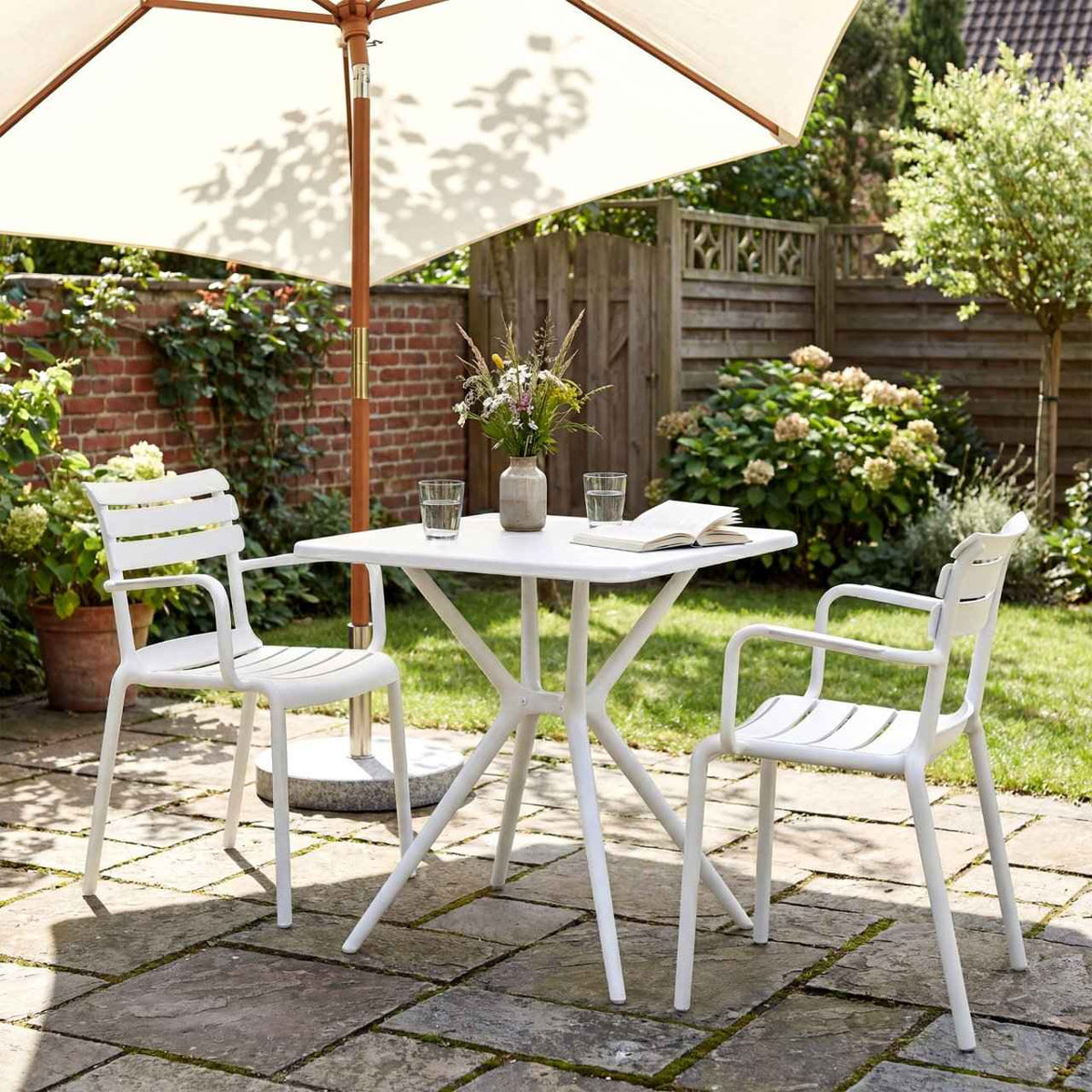 Tuinmeubelset Avena met 2 stoelen wit weiß