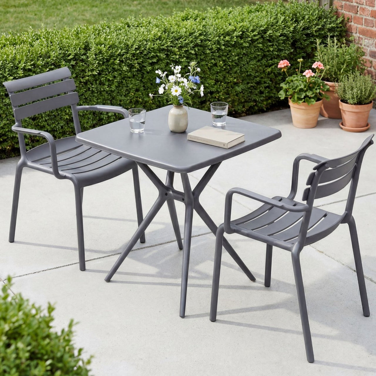 Tuinmeubelset Avena met 2 stoelen donkergrijs dunkelgrau