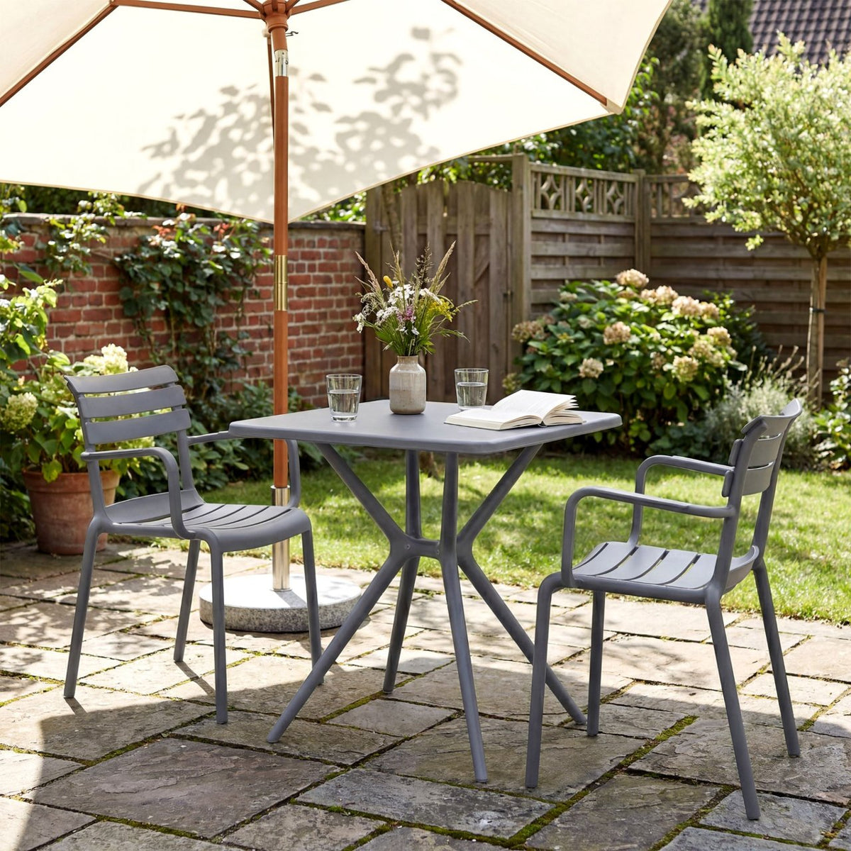 Tuinmeubelset Avena met 2 stoelen donkergrijs dunkelgrau