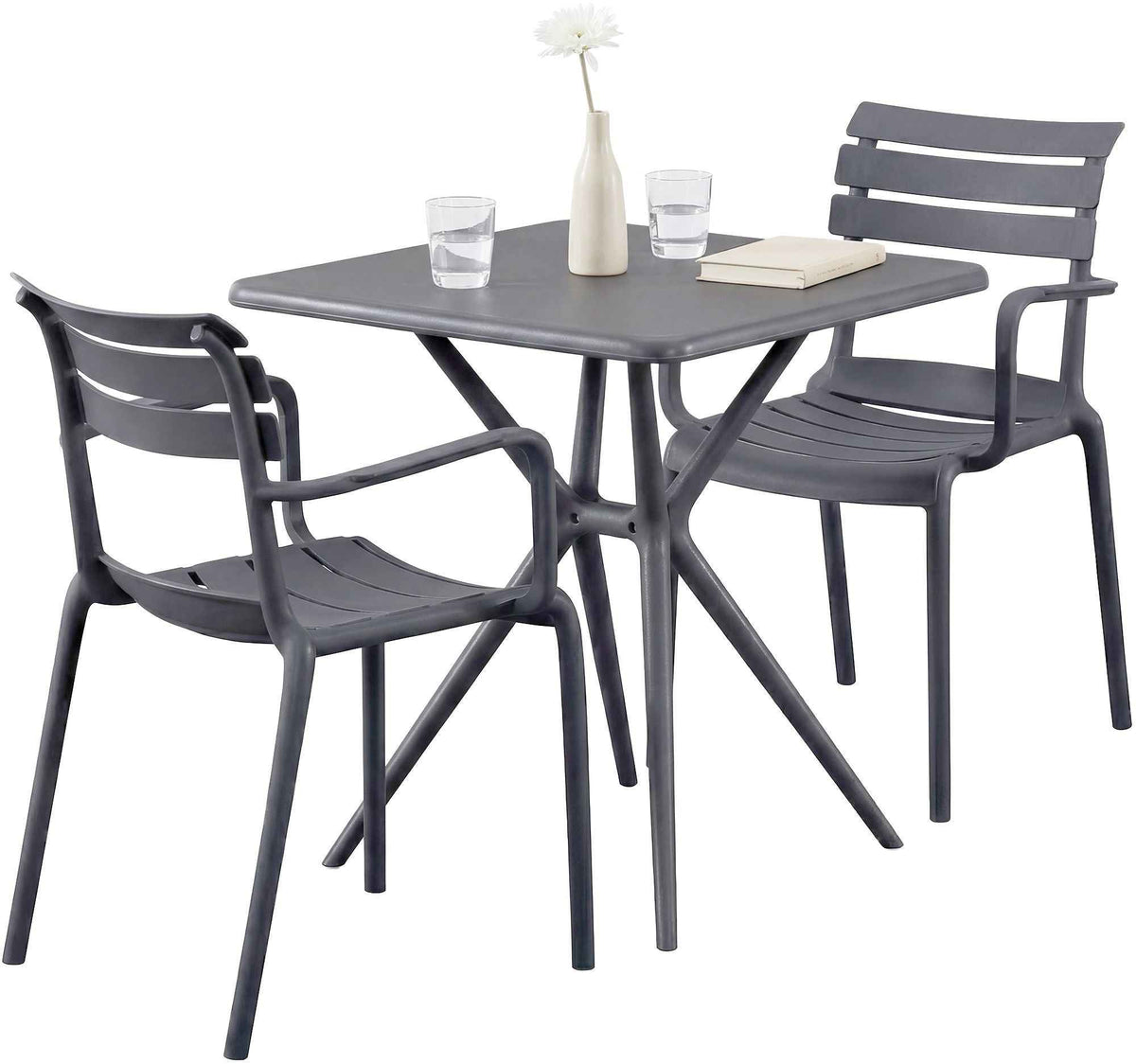 Tuinmeubelset Avena met 2 stoelen donkergrijs dunkelgrau