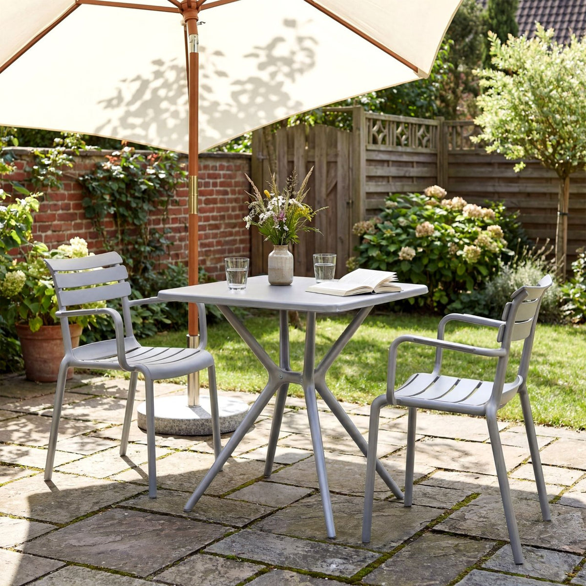 Tuinmeubelset Avena met 2 stoelen grijs grau