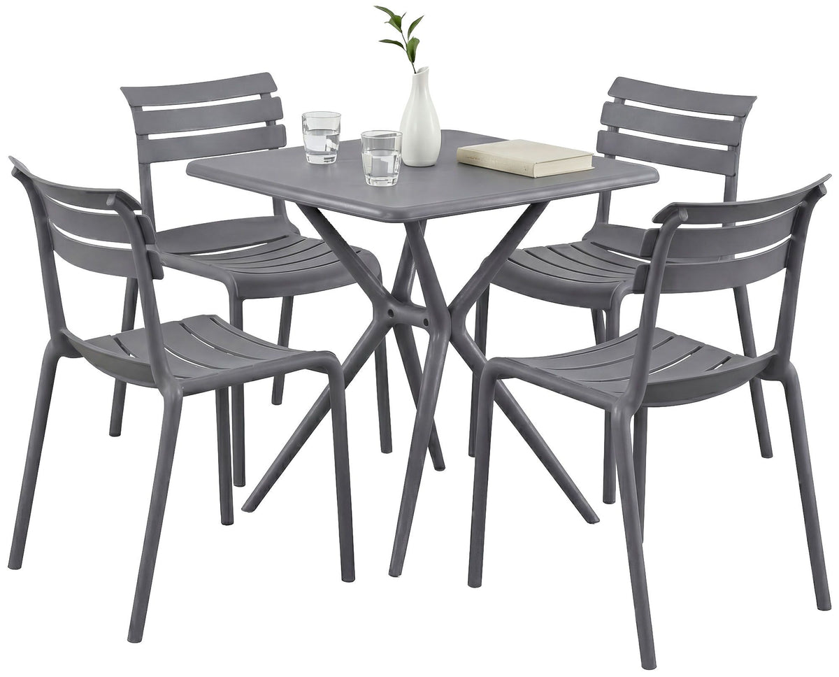 Tuinmeubelset Vela met 4 Stoelen donkergrijs dunkelgrau
