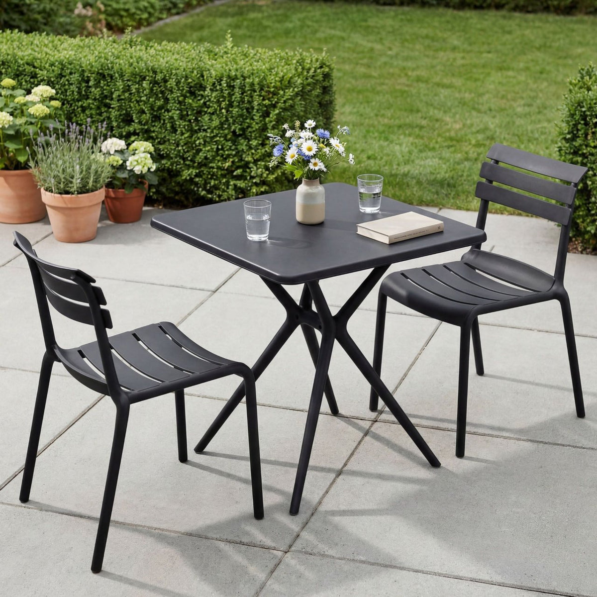 Tuinset Vela met 2 stoelen zwart schwarz