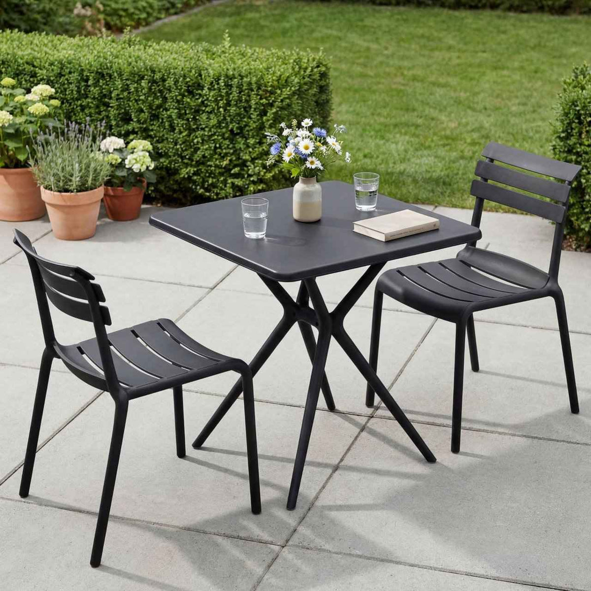 Tuinset Vela met 2 stoelen zwart schwarz
