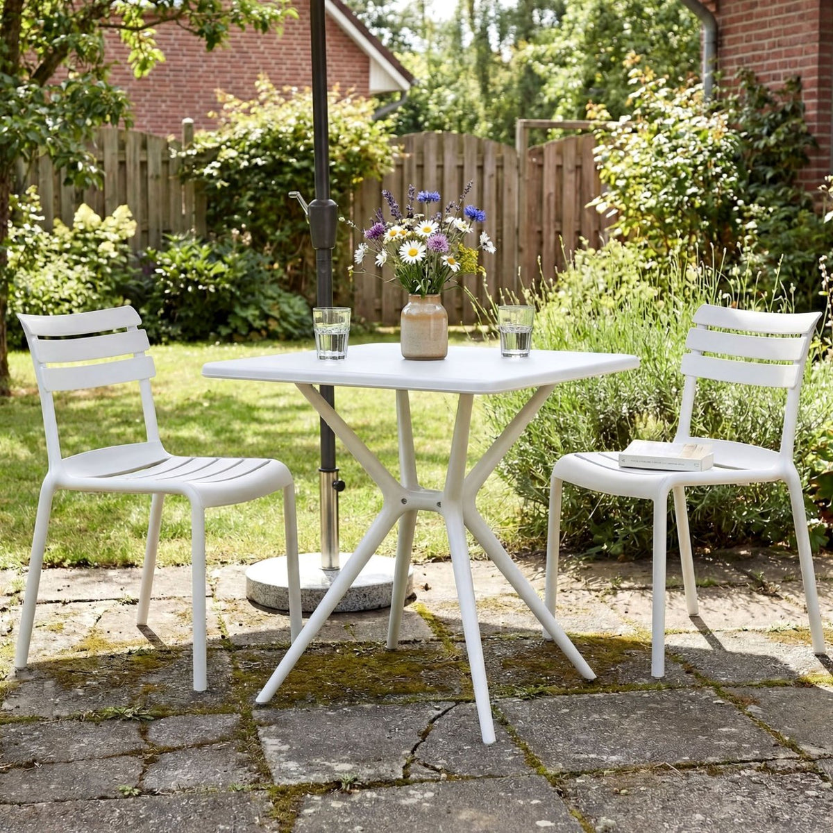 Tuinset Vela met 2 stoelen wit weiß