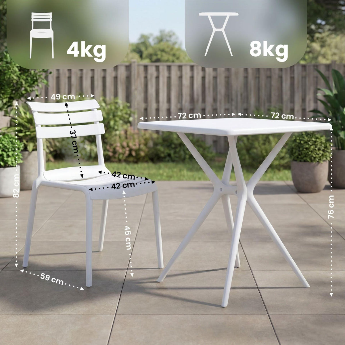 Tuinset Vela met 2 stoelen wit weiß