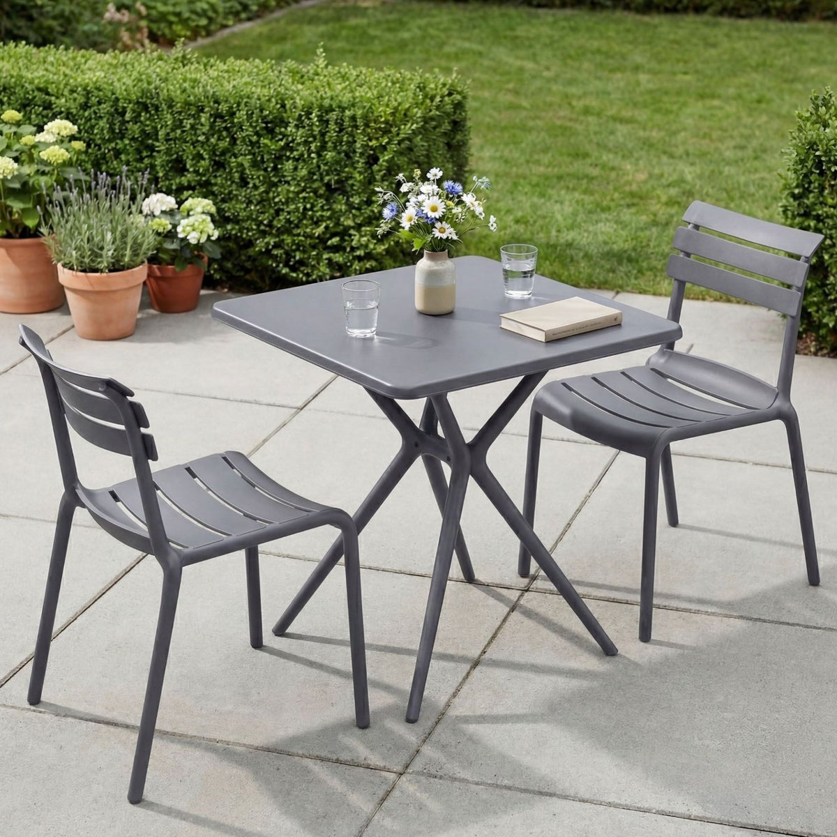 Tuinset Vela met 2 stoelen donkergrijs dunkelgrau