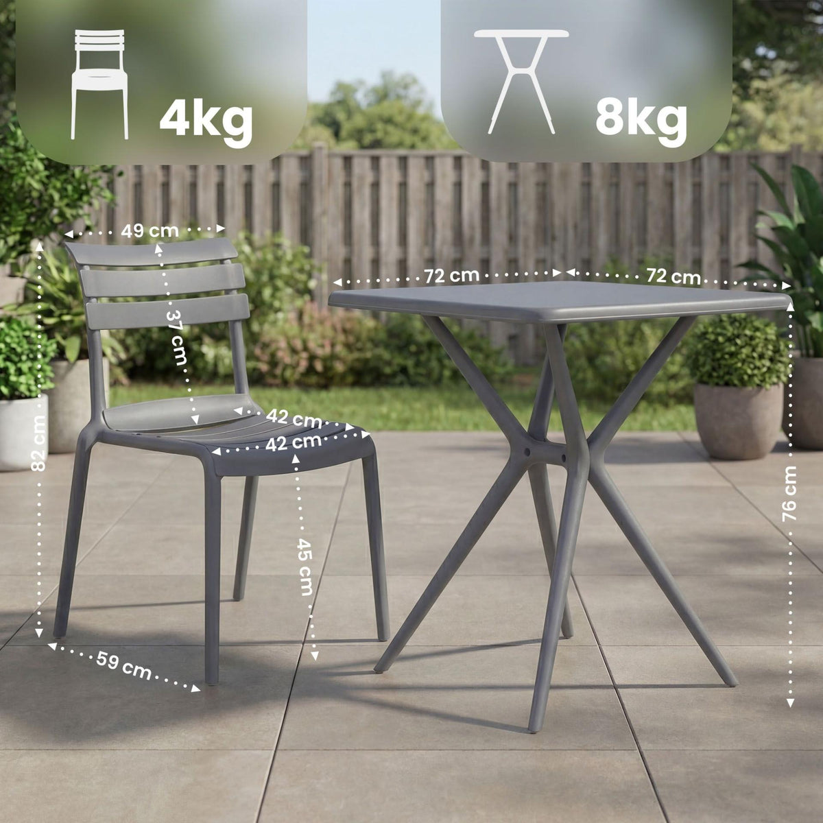 Tuinset Vela met 2 stoelen donkergrijs dunkelgrau
