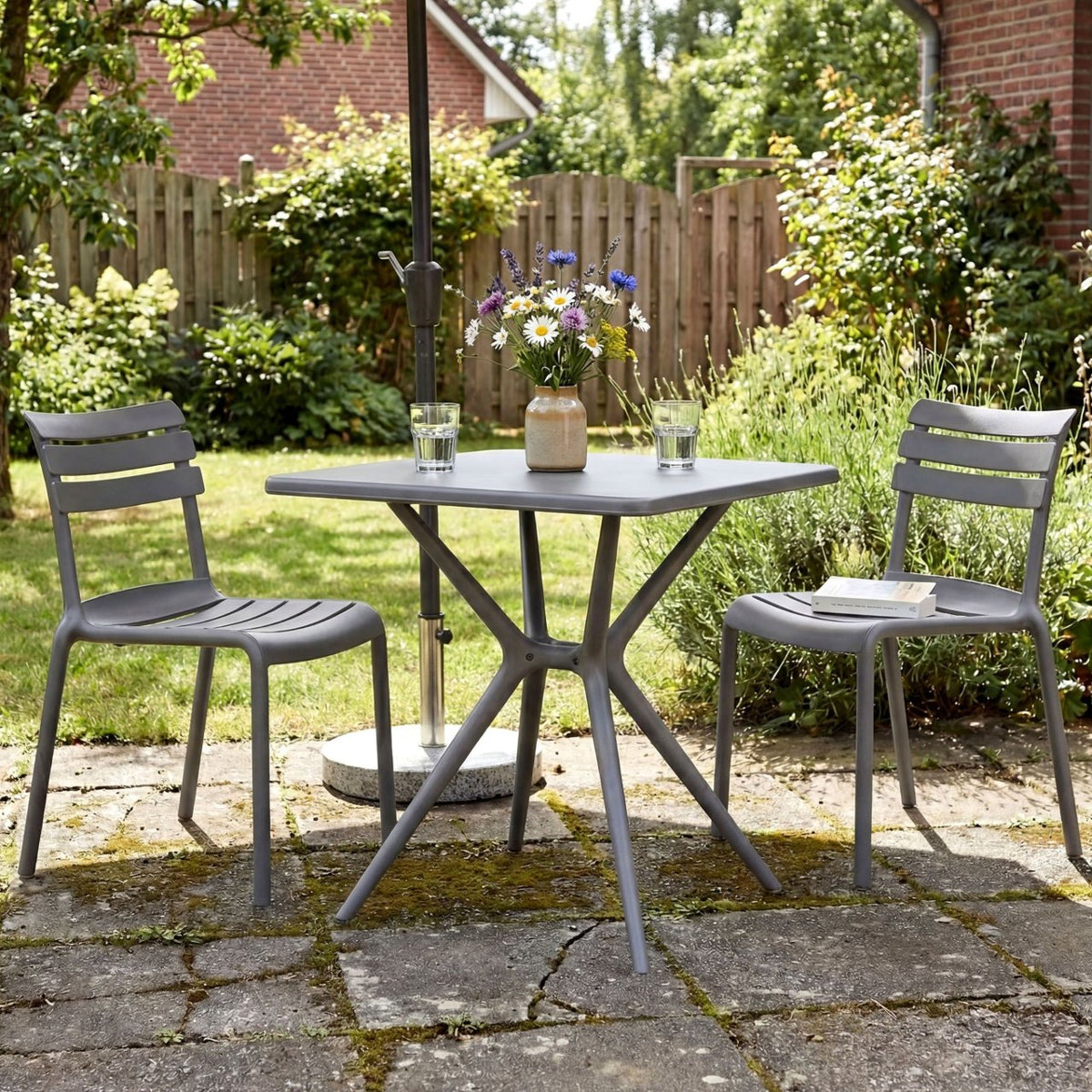 Tuinset Vela met 2 stoelen donkergrijs dunkelgrau