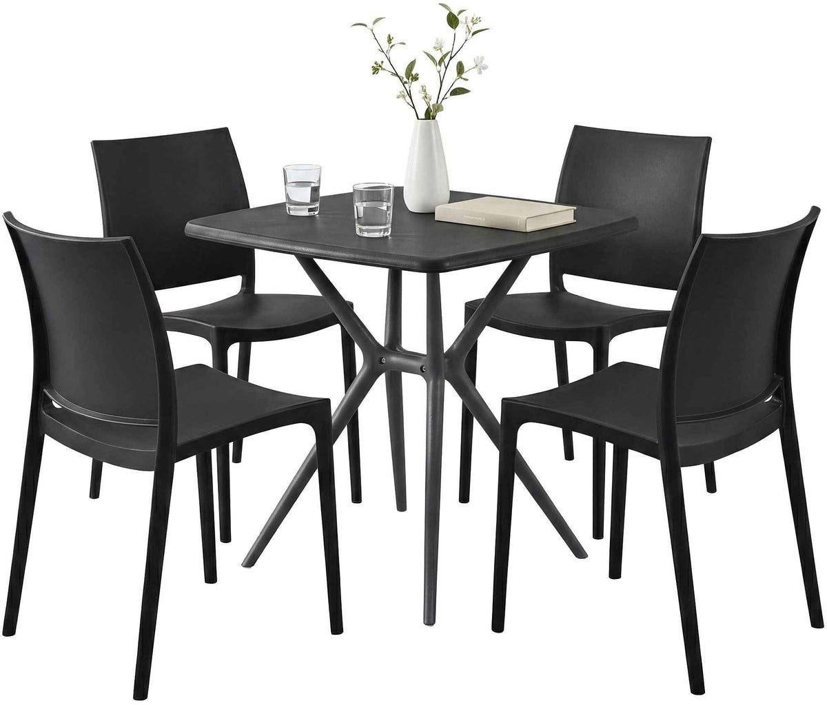 Tuinset Amino met 4 stoelen zwart schwarz