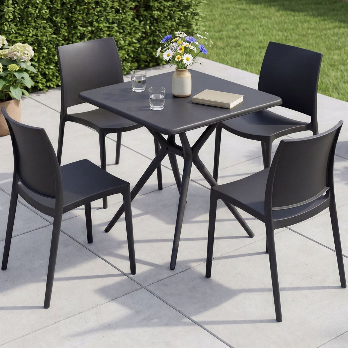 Tuinset Amino met 4 stoelen zwart schwarz
