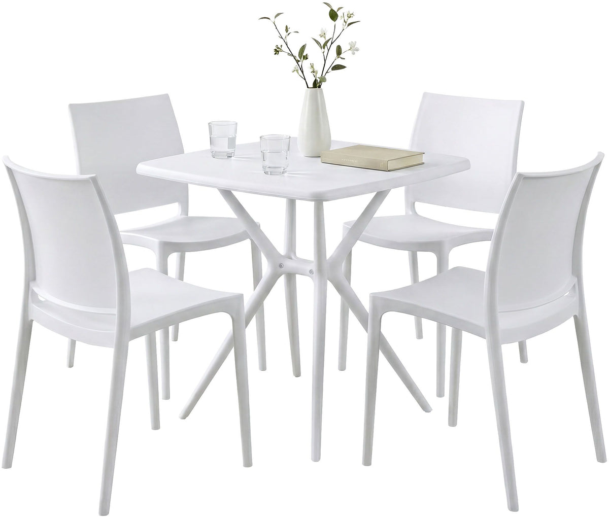 Tuinset Amino met 4 stoelen wit weiß
