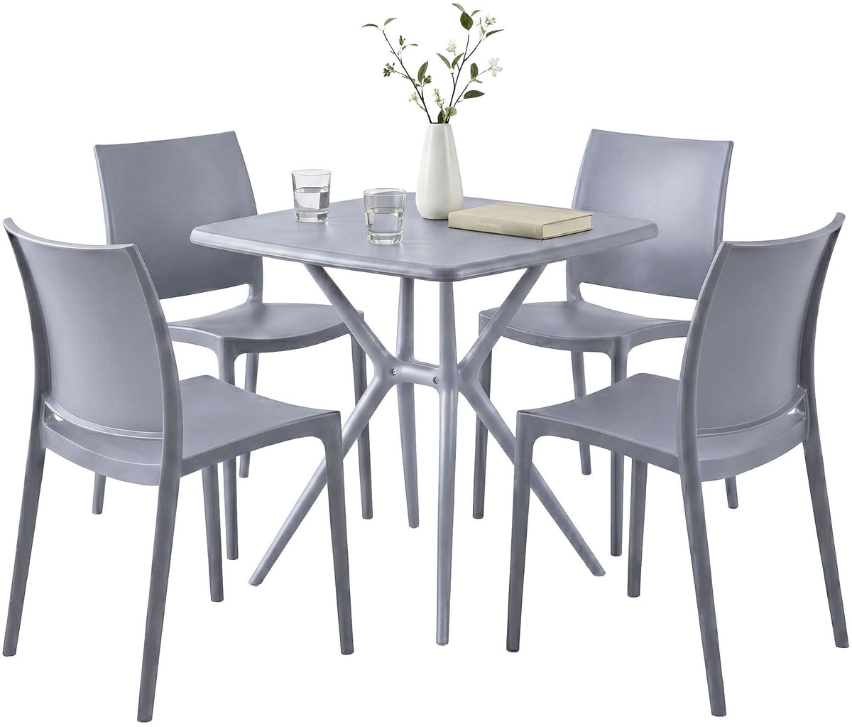Tuinset Amino met 4 stoelen grijs grau