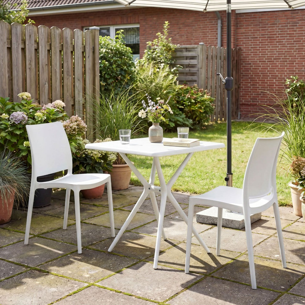 Tuinmeubelset Amino met 2 stoelen wit weiß