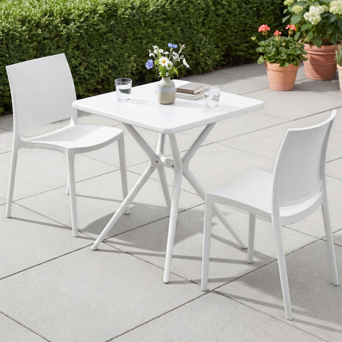 Tuinmeubelset Amino met 2 stoelen wit weiß