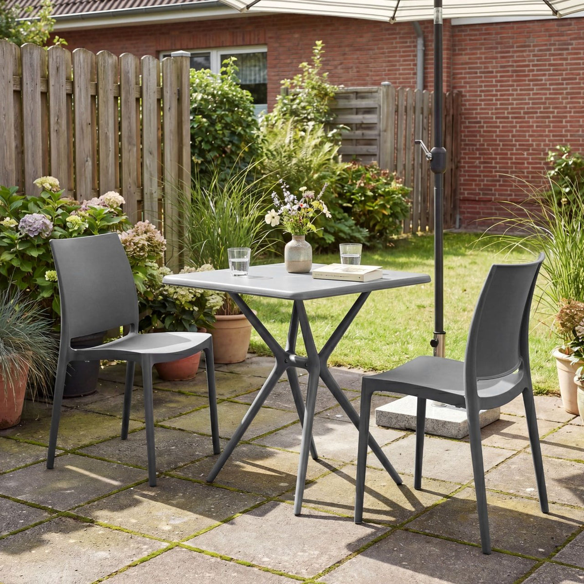 Tuinmeubelset Amino met 2 stoelen donkergrijs dunkelgrau
