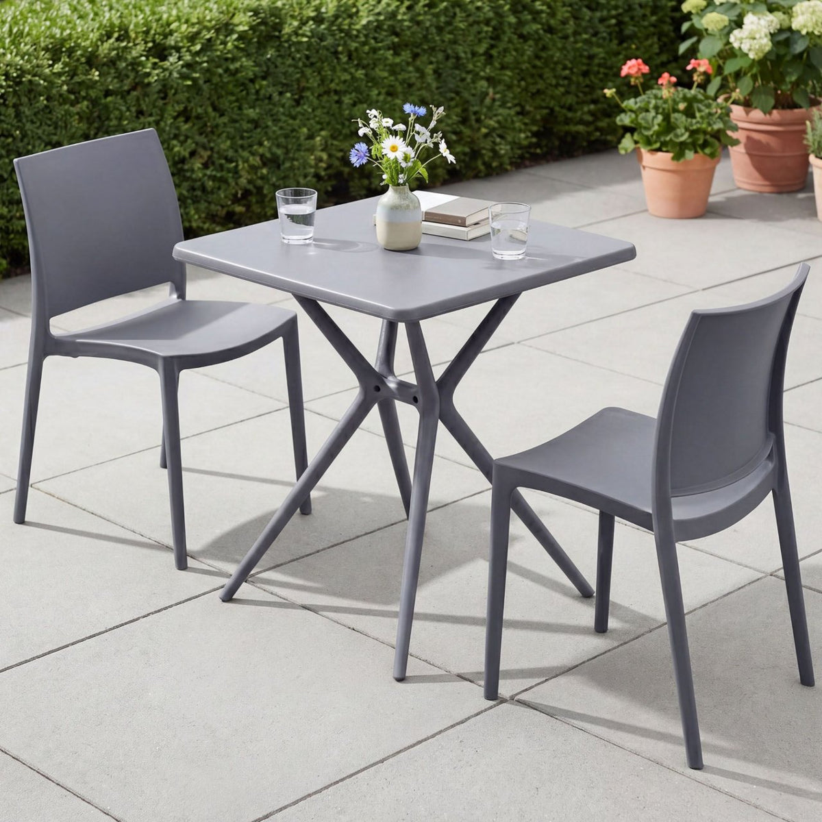 Tuinmeubelset Amino met 2 stoelen donkergrijs dunkelgrau