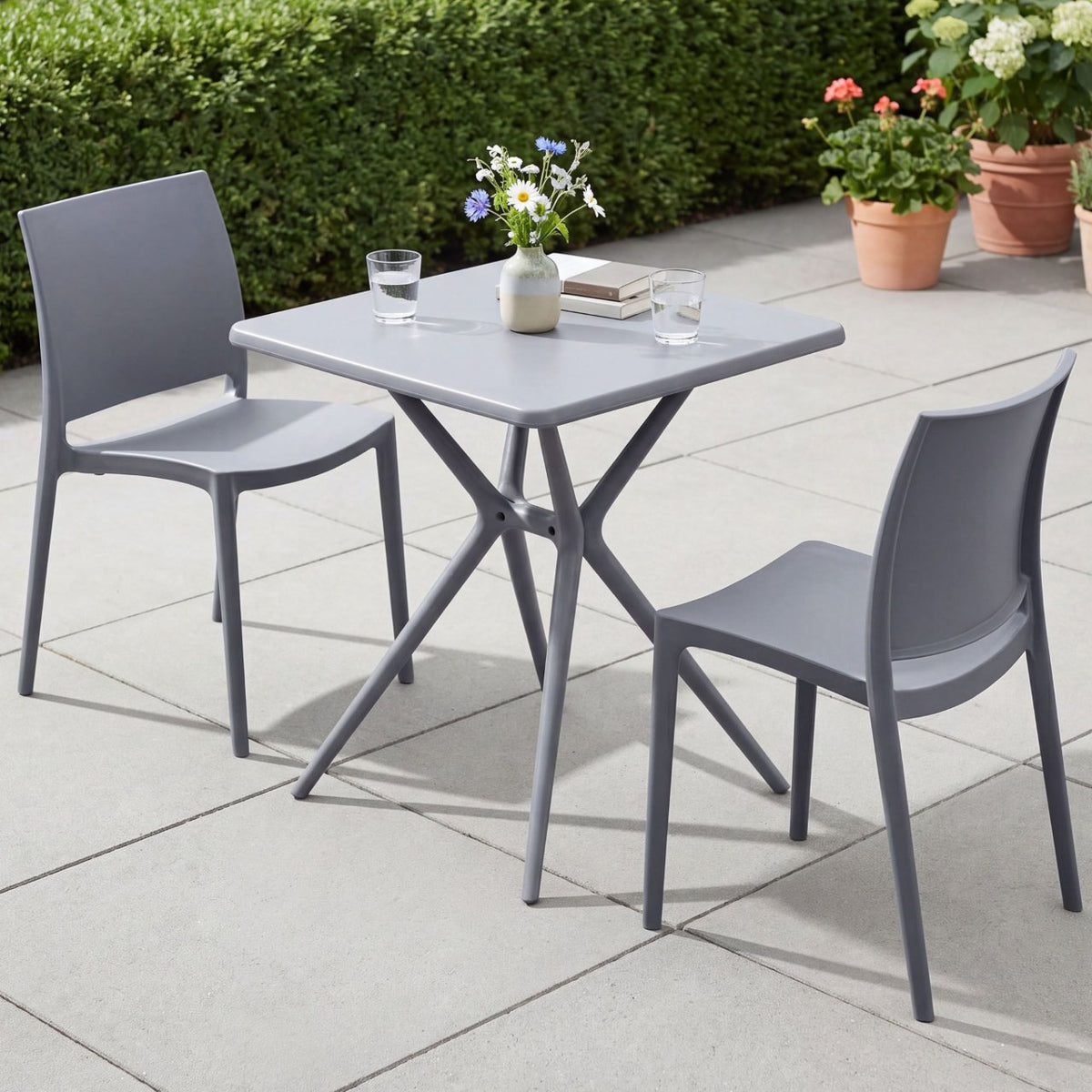 Tuinmeubelset Amino met 2 stoelen grijs grau