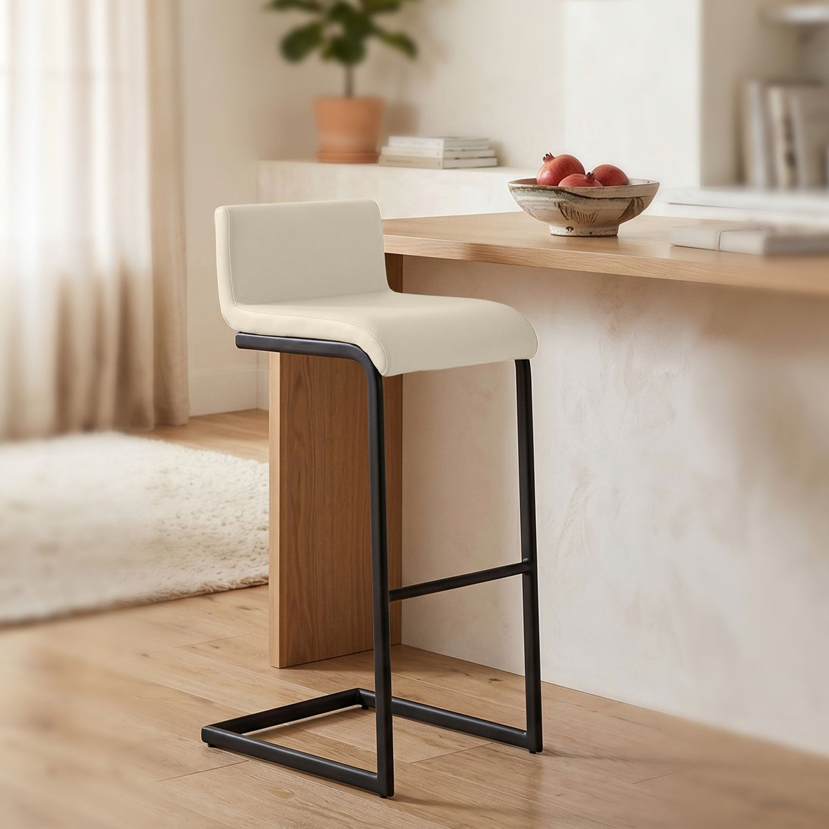2er Set Barhocker Newport B Kunstleder creme