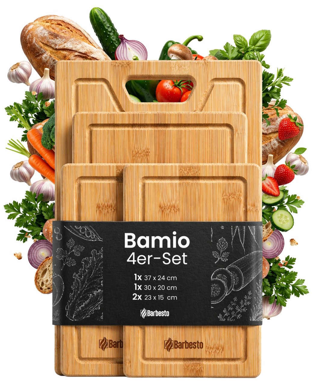 Set van 4 Snijplanken Bamio natura natura