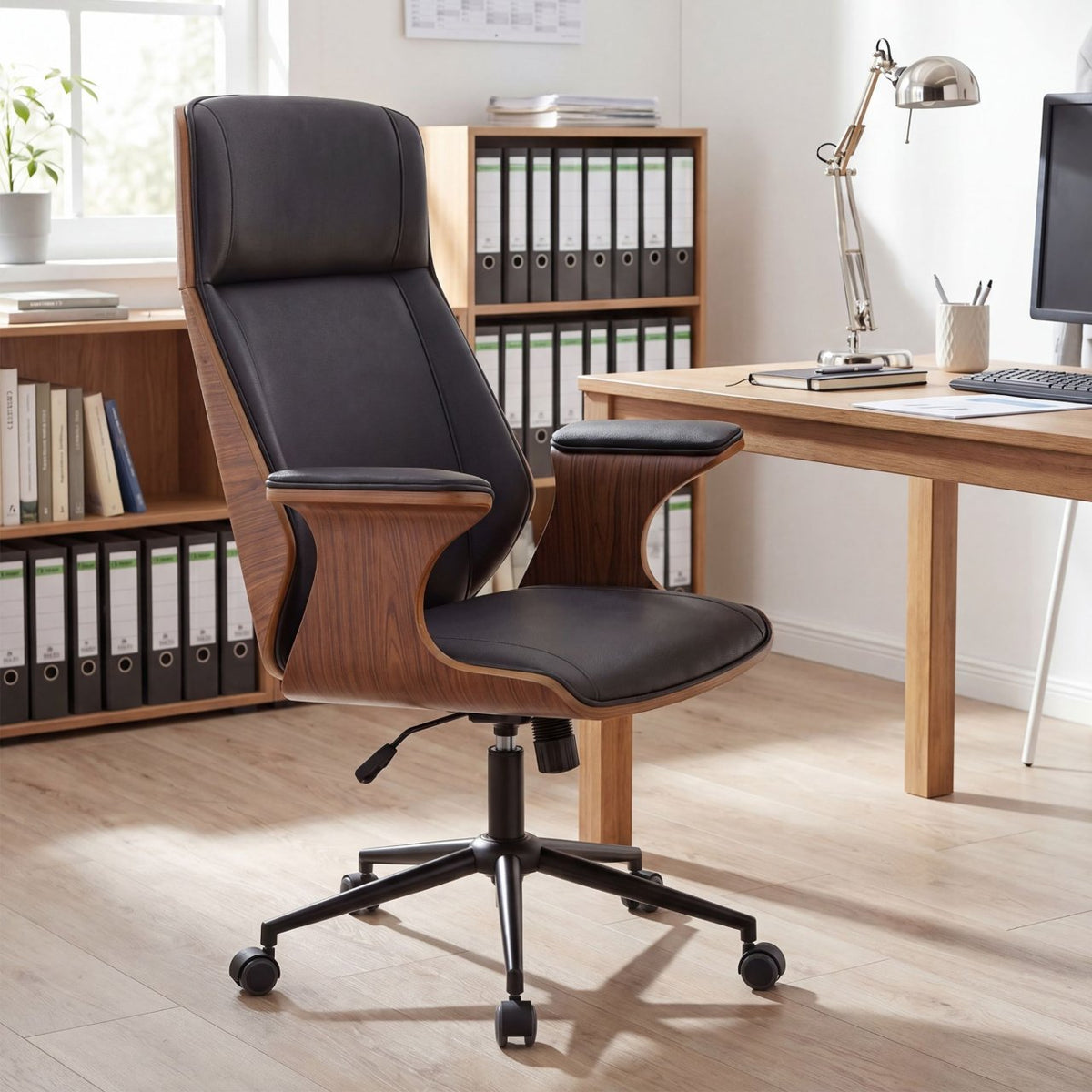 Bürostuhl Headland Kunstleder walnuss/schwarz