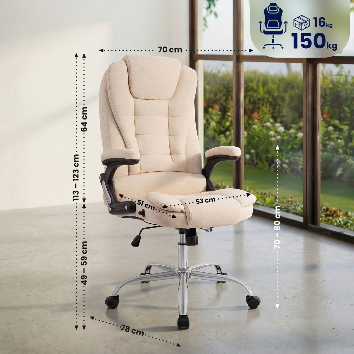 Bureaustoel Thor stof creme creme