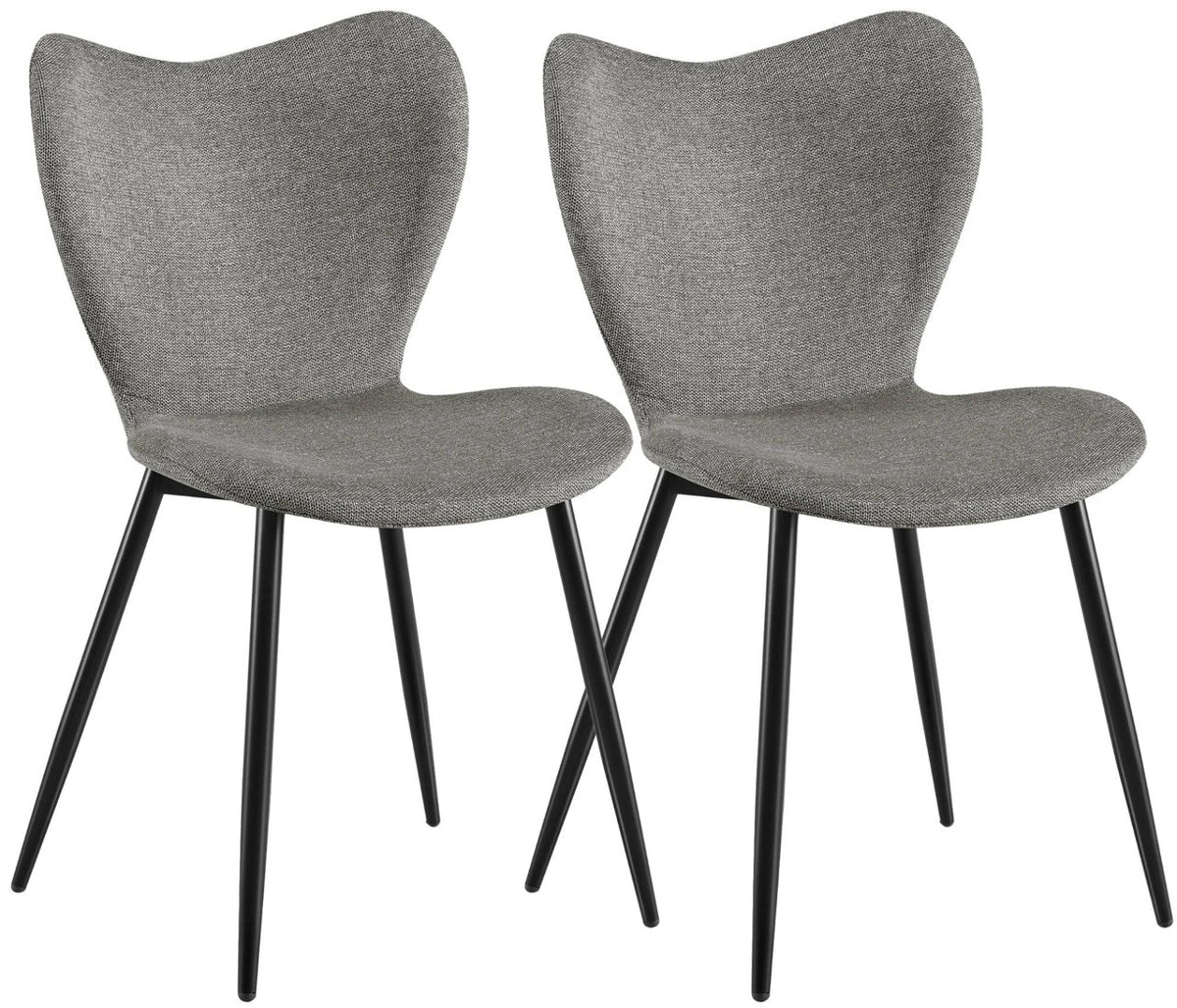 2er Set Esszimmerstuhl Maika Stoff grau