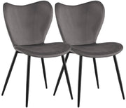 2er Set Esszimmerstuhl Maika Samt dunkelgrau