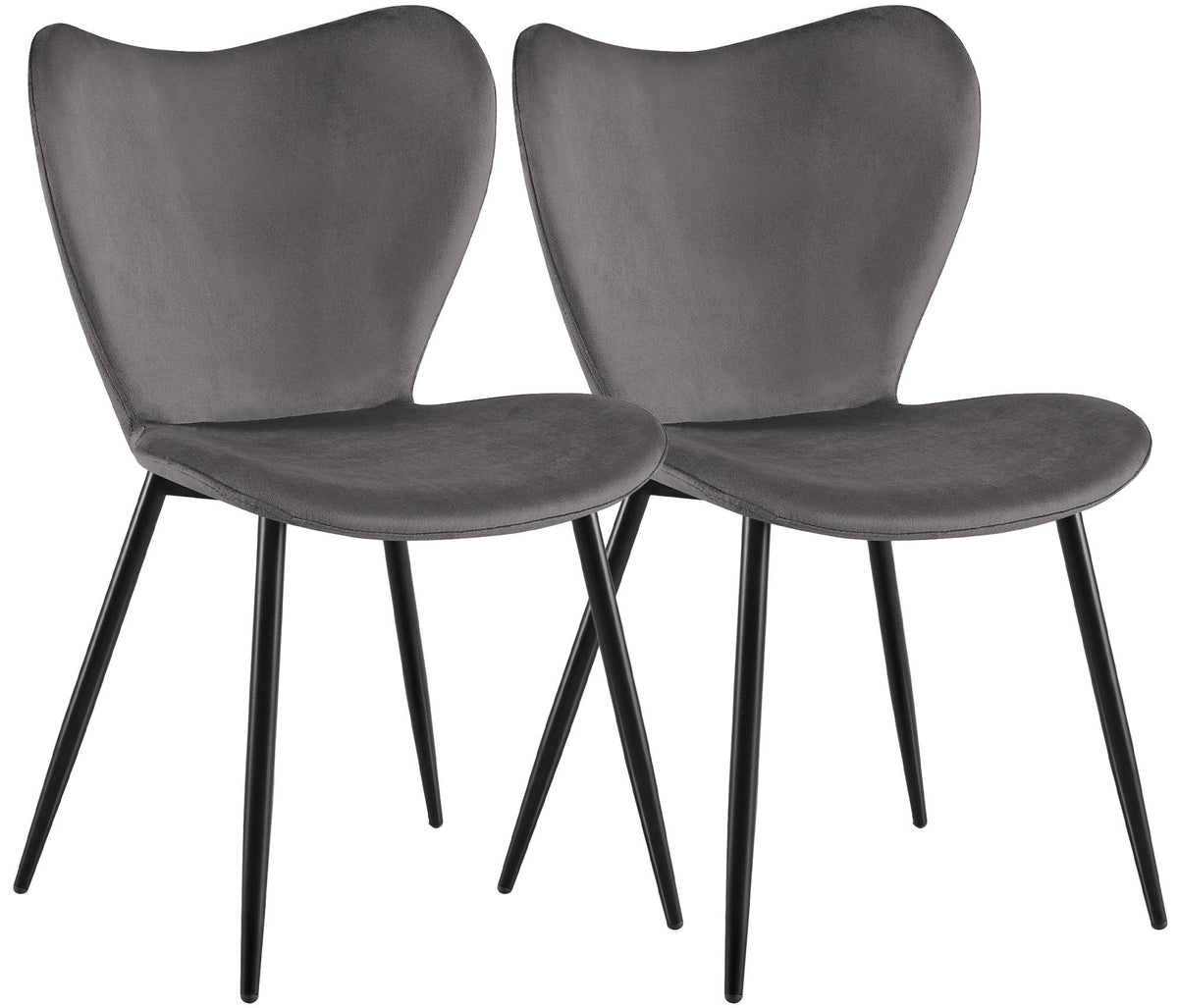 2er Set Esszimmerstuhl Maika Samt dunkelgrau