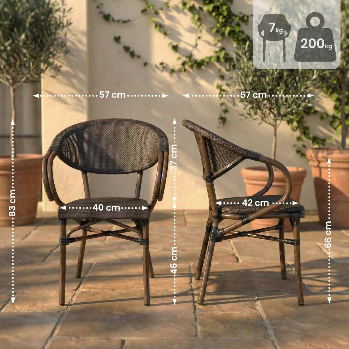 2er Set Bistrostuhl Sorva coffee