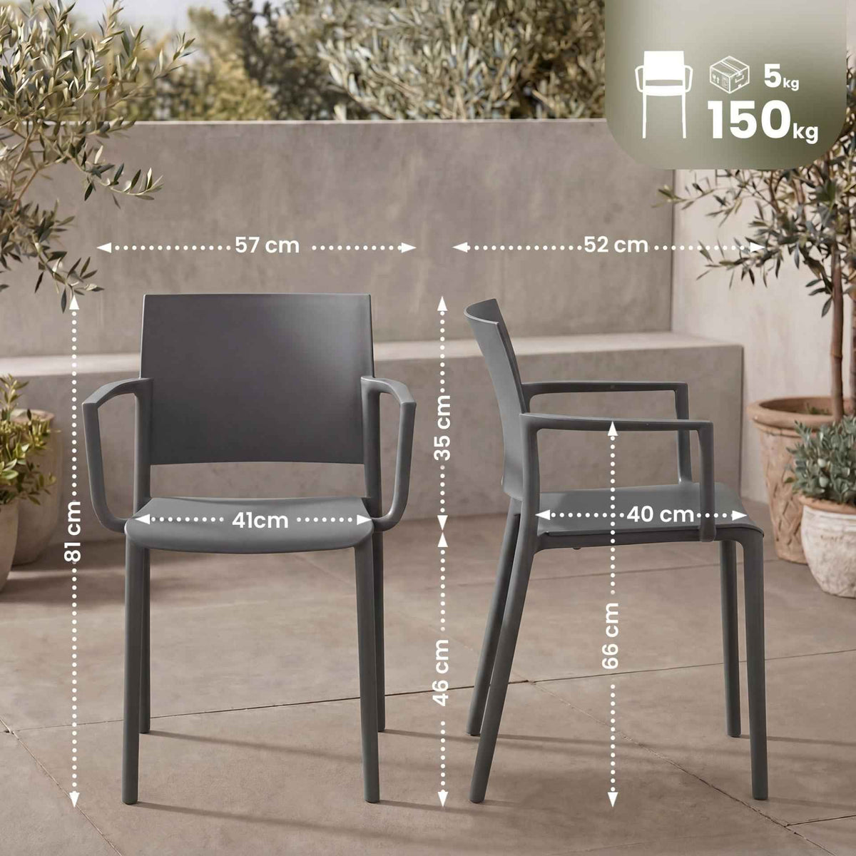Tuinstoel Valtor donkergrijs dunkelgrau