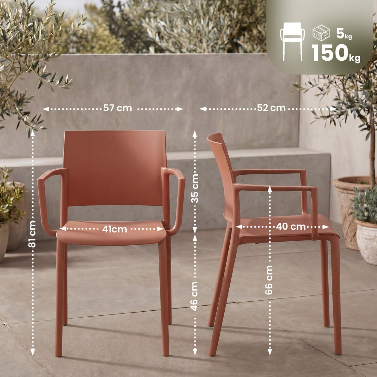 Tuinstoel Valtor terracotta terracotta
