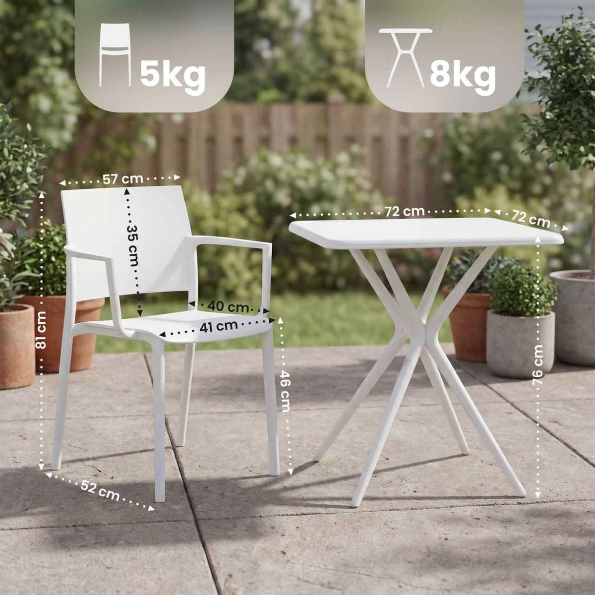 Tuinmeubelset Pula wit weiß