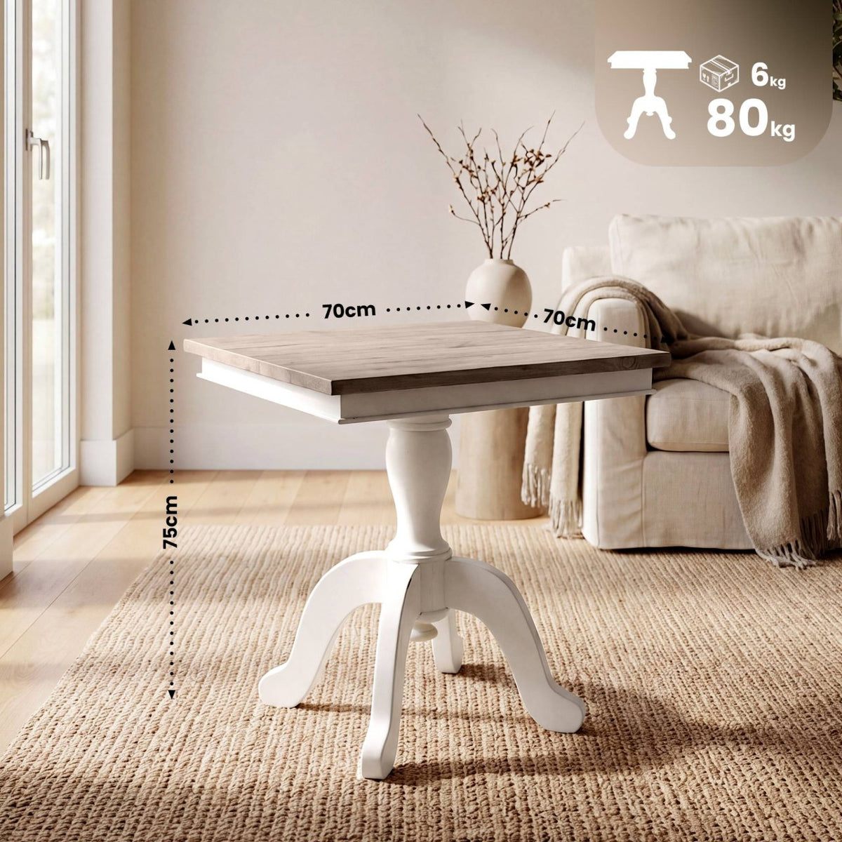 Bijzettafel Lorne natura/wit,70 cm natura/weiß