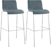 Set van 2 barkrukken Hover Stof blauw,chroom blau