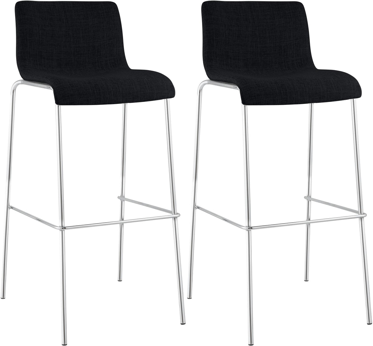 Set van 2 barkrukken Hover Stof zwart,chroom schwarz