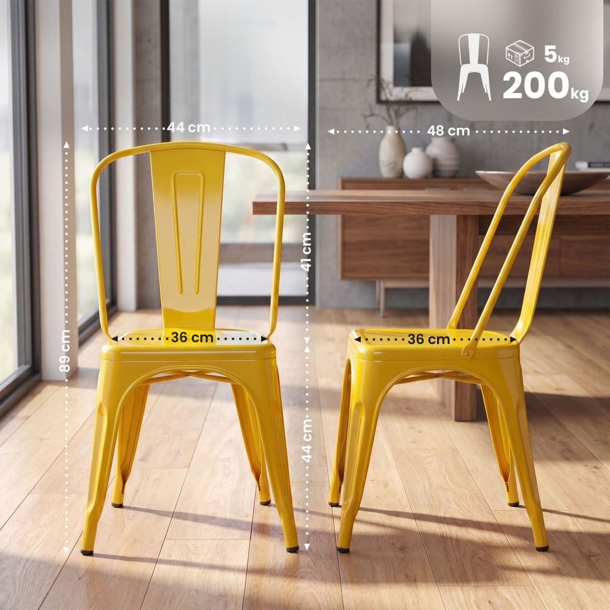 Set van 4 stapelstoelen Benedikt geel gelb