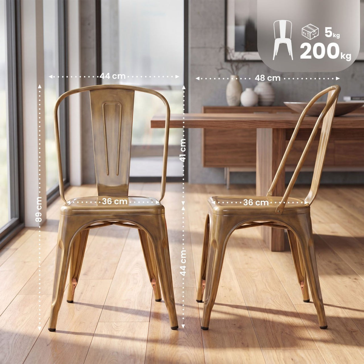 Set van 4 stapelstoelen Benedikt goud gold
