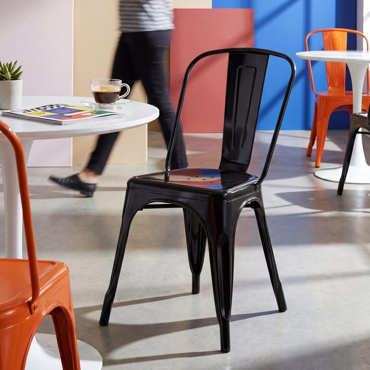 Set van 4 stapelstoelen Benedikt zwart schwarz