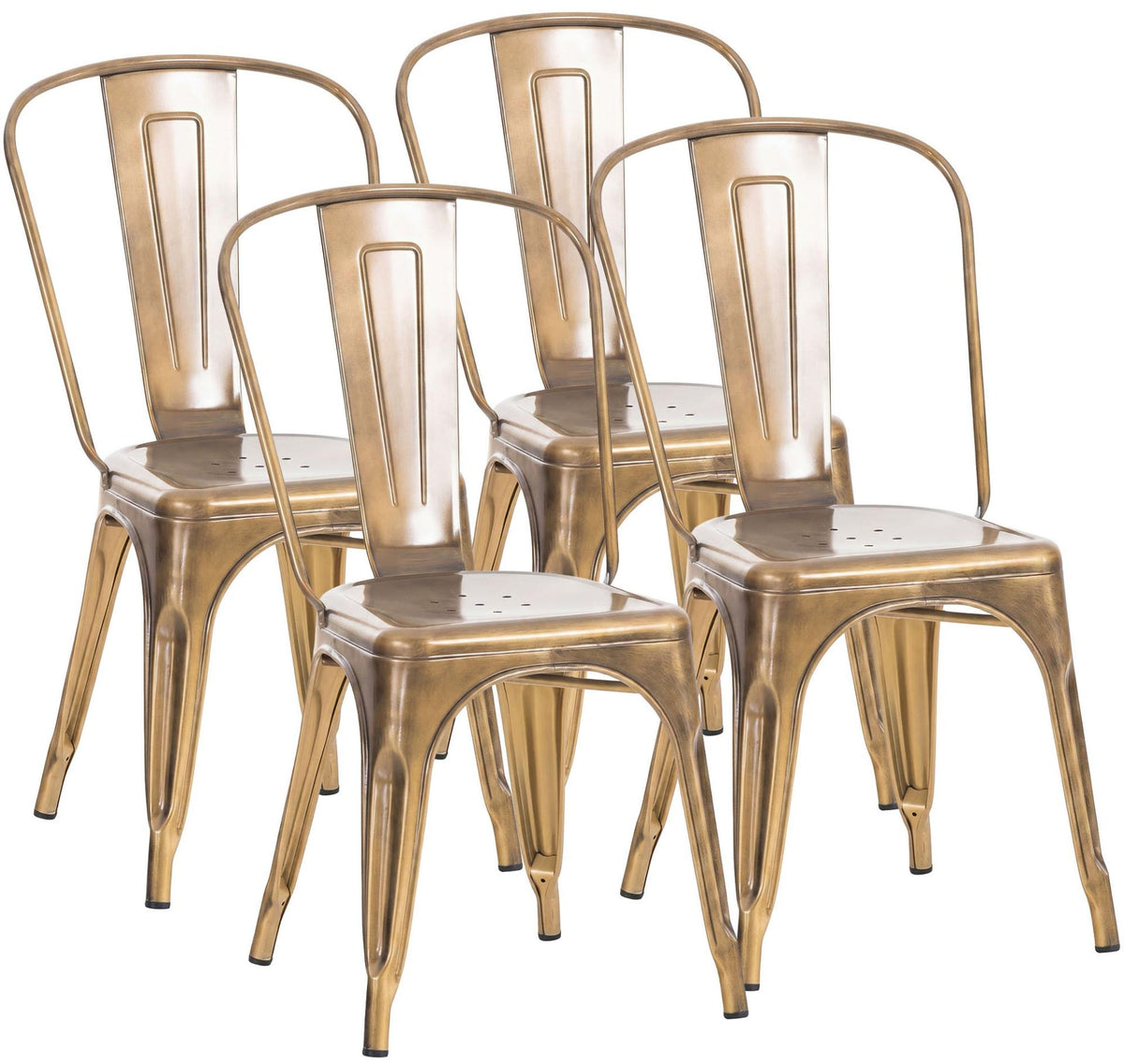 Set van 4 stapelstoelen Benedikt goud gold